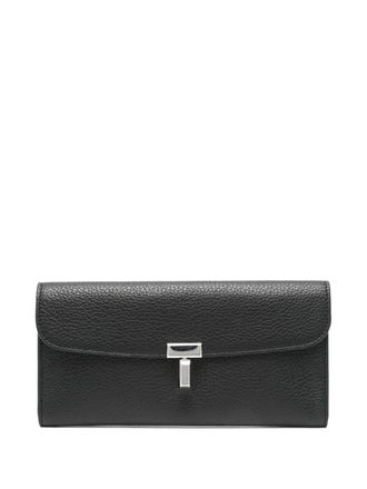 Toteme T-Lock portemonnee van bewerkt leer - Zwart