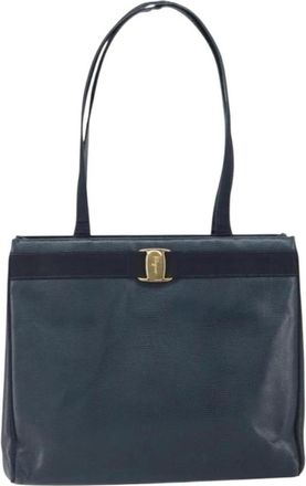 Ferragamo Pre-owned Shoulder Bags, female, Blue, Size: ONE SIZE Pre-owned Vintage Gancini Tote Bag