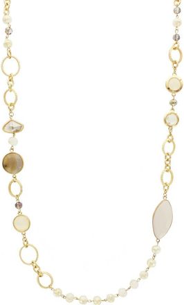 Olivia Welles Mixed Bead Station Chain Necklace in Gray at Nordstrom Rack