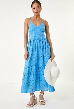 Roman Broderie Strappy Maxi Dress