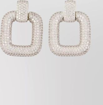 Self Portrait square crystal drop earrings