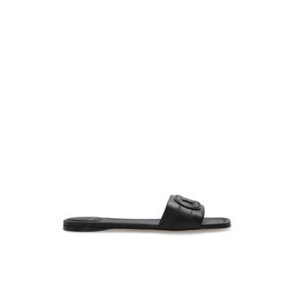 Ferragamo Sliders, female, Black, Size: 10 1/2 US Leather Slides Liss