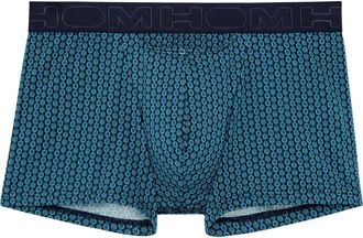 HOM Mens Boxer HO1 Andy Briefs, Imprimé géométrique tons de Marine/vert, L