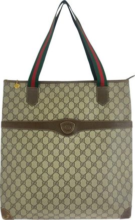 Gucci Beige Gg Supreme Canvas & Leather Shoulder Tote (Authentic Pre-Loved)