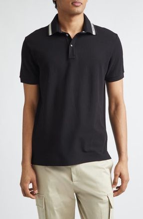 Moncler Logo Patch Tipped Cotton Piqu&eacute; Polo in Black at Nordstrom, Size Xxx-Large