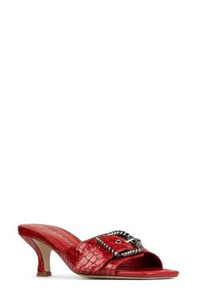 Donald J Pliner Buckle Croc Embossed Slide Sandal in Tomato at Nordstrom Rack, Size 7.5