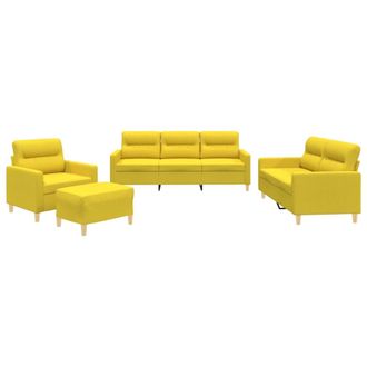 vidaXL Vidaxl - Set Di Divani 4 Pz Con Cuscini Giallo Chiaro In Tessuto