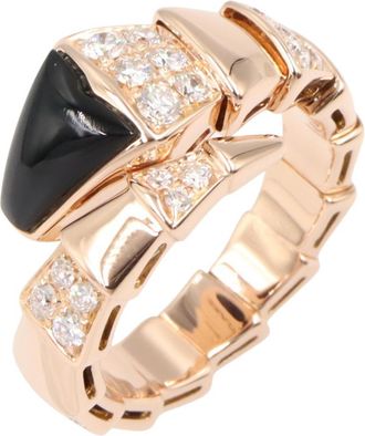 Bulgari Black Clear Pink Pink Gold (18K) Band Ring (Pre-Owned)