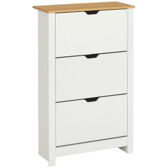 HOMCOM Homcom - Zapatero Blanco Estrecho Armario Zapatero Alto Con 3 Cajones Abatibles Para 18 Pares De Zapatos Para Pasillo Entrada 72x26x112 Cm