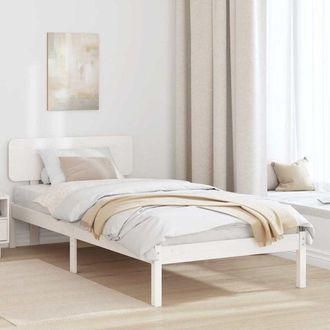 vidaXL Bed Frame with Headboard White 75 x 190 cm Solid Pine Wood vidaXL