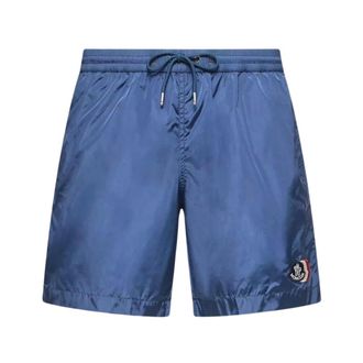 Moncler Beachwear, male, Blue, Size: XL Logo Patch Swim Shorts