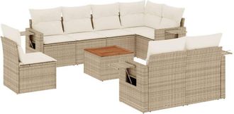 vidaXL Set De Sof&aacute;s De Jard&iacute;n 9 Pzas Con Cojines Rat&aacute;n Sint&eacute;tico Beige Vidaxl
