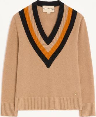 Valentino Maglia In Lana Donna CAMMELLO/NERO XL