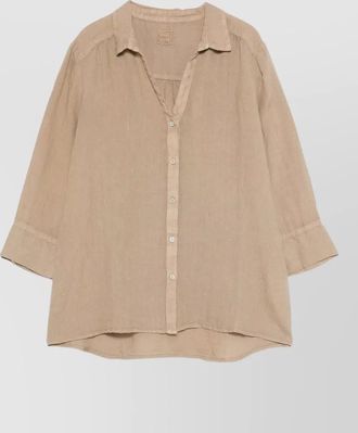 120% Lino linen v-neck long-sleeve shirt