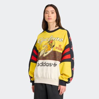 adidas Sweatshirt ADIDAS ORIGINALS CYCLING CREW, Damen, Gr. XS, gelb (eqt gelb, cloud wei&szlig;, schwarz), Obermaterial: 100% Baumwolle, angesetztes B&uuml;ndchen, Swe