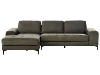 Beliani Sof&aacute; esquinero 4 personas de tejido verde