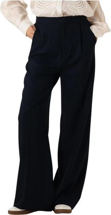 Copenhagen Muse Elegante Getailleerde Broek - Dames - Wijde Broeken - Blauw - L - Leer - Broeken