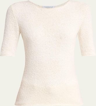 Gabriela Hearst Valentia Silk Knit Elbow-Sleeve T-Shirt