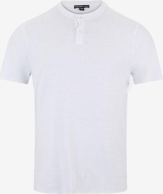 James Perse Kurz&auml;rmeliges T-Shirt aus Baumwolle Henley