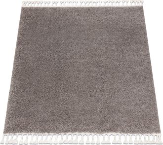 RugsX Rugsx - Alfombra Berber Cuadrado 9000 Marr&oacute;n Franjas Bereber Marroqu&iacute; Shaggy Brown 120x120 Cm