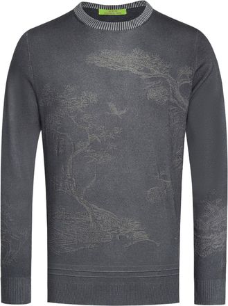 Shanghai Tang spray-effect jacquard jumper - men - Polyester/Wool - 52 - Grey