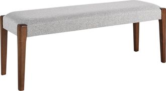 Beliani Beliani - Banco De Poli&eacute;ster Gris Madera Oscura 122 Cm Coj&iacute;n Poli&eacute;ster Recibidor Elyria