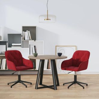 vidaXL Vidaxl - Sillas De Comedor Giratorias 2 Unidades Terciopelo Rojo Tinto