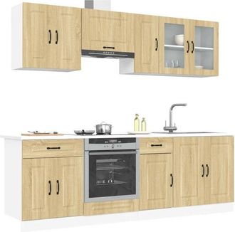 vidaXL Vidaxl - Mueble Cocina Kalmar Roble Sonoma 8 Pzas Madera Contrachapada