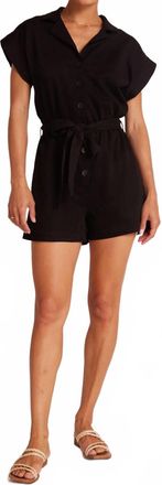 Bella Dahl Brooke Notched Collar Romper In Black