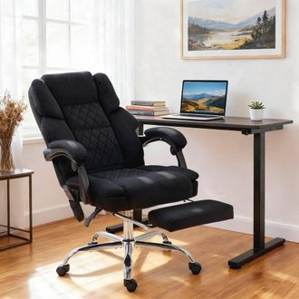 HOMCOM Massage Office Chair with Heat, 135&deg; Reclining Desk Chair in Black
