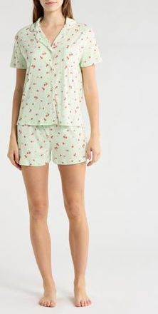 Jaclyn Short Sleeve Top, Shorts & Pants Pajamas in Strawberry Ditsy Iced Mint at Nordstrom Rack, Size X-Large