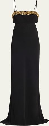 Ramy Brook Charlotte Beaded Cutout Column Gown