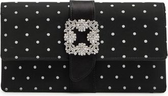 Manolo Blahnik Capri Polka dot Satin and Mesh Clutch - Black - One Size