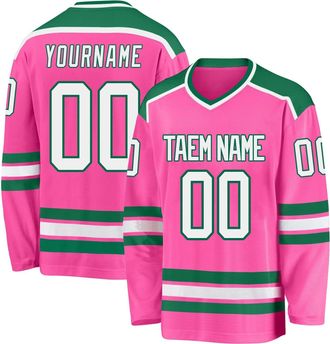 Generic Hockey Jersey Custom Ice Hockey for Mens Personalized Name Number Logo Hockey Practice Jersey for Hockey Fans Youth StyleB Pink