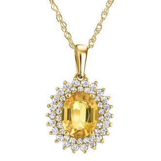 Pompeii3 2.93Ct Yellow Sapphire & Diamond Penant Yellow Gold 18 Necklace Lab Grown