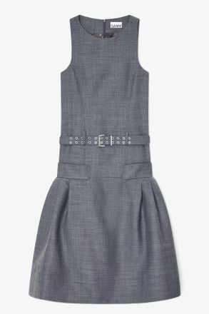 Ganni Mixed Dress in Grey Wool Melange - Size 8/10