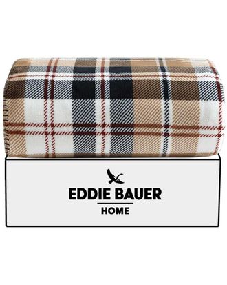 Eddie Bauer Trailhead Plaid Coco Flannel Reversible Throw Blanket