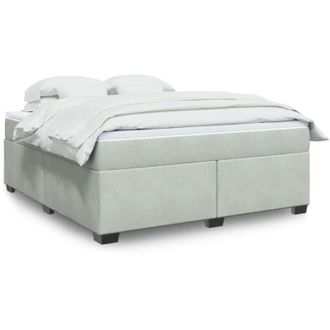vidaXL Vidaxl - Cama Box Spring Con Colch&oacute;n Terciopelo Gris Claro 180x200 Cm