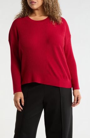 Eileen Fisher Merino Wool Crewneck Sweater in Ruby at Nordstrom, Size 2X
