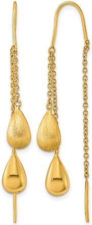 Diamond2Deal 18K Yellow Gold Satin Teardrop Threader Drop Dangle Earrings