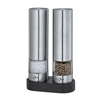 OEM Molinillos El&eacute;ctricos De Sal Y Pimienta, 2 Unidades, Acero Inoxidable, Di&aacute;metro 4,5 X 17 Cm / Kuchenprofi