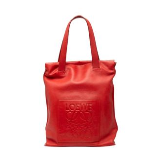 Loewe Pre-owned Leren Tote Bag - Dames - Vintage Shopper - Rood - ONE Size - Leer - Vintage
