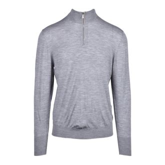 Eleventy Long Sleeve T-Shirts, male, Gray, M, Zip-up Pullover