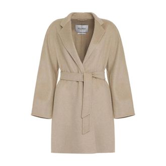 Max Mara Wool Blend Belted Coat - female - Max Mara - Belted Coats - Beige - S - Coats