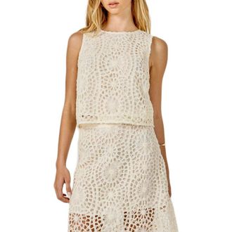 endless rose Texture Sleeveless Crop Top in Cream at Nordstrom, Size X-Small