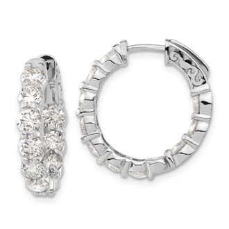 Diamond2Deal 14k White Gold 4.35 ct Lab Grown Diamond Round Hoop w/Safety Clasp Hoop Earrings VS Clarity, G-H Color