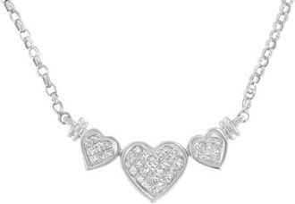 House of Brilliance 14K White Gold 1.0 Cttw Diamond Three Heart Statement Pendant Necklace at Nordstrom