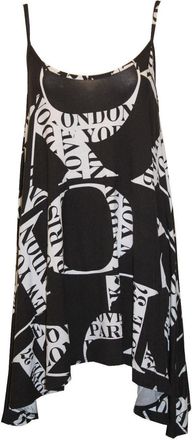 Generic NEW WOMENS PLUS SIZE SLEEVELESS STRAPPY CAMI LONG SWING PRINT VEST TOP DRESS SIZE 12-30 (UK 28/30, CROSS BLACK)
