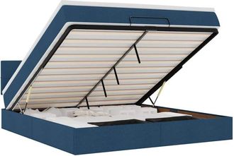 vidaXL Estructura De Cama Otomana Con Colch&oacute;n Tela Azul 180x200cm Vidaxl