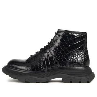 Alexander McQueen (WMNS) Alexander McQueen Crocodile Effect Hybrid boots Black 633905WHYQ11000